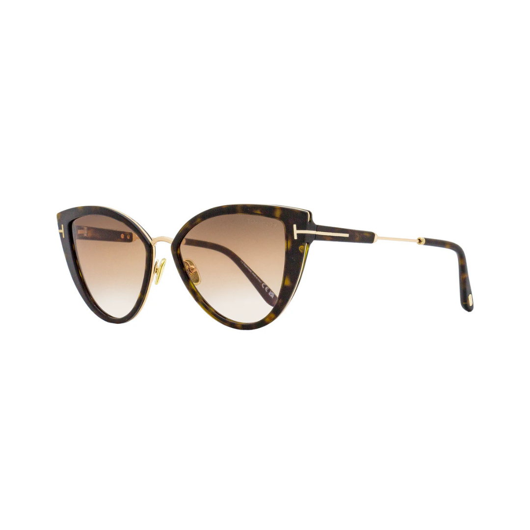 Tom Ford Cat Eye Sunglasses TF868 Anjelica-02 52F Dark Havana/Gold 57mm FT0868